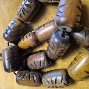 Vintage Wooden  Carved Strung  Beads